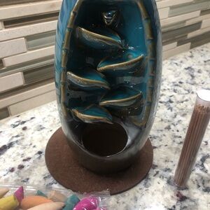 SPACEKEEPER Ceramic Backflow Incense Holder and Burner Waterfall